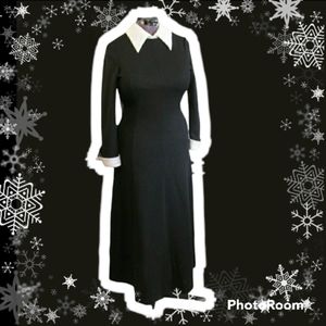 Black Formal Dress with White Collar and Cuffs